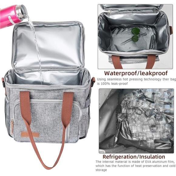 Adult Lunch Box for Work, Expandable Large Lunch Bags for Women Men, Leakproof - Picture 2 of 7